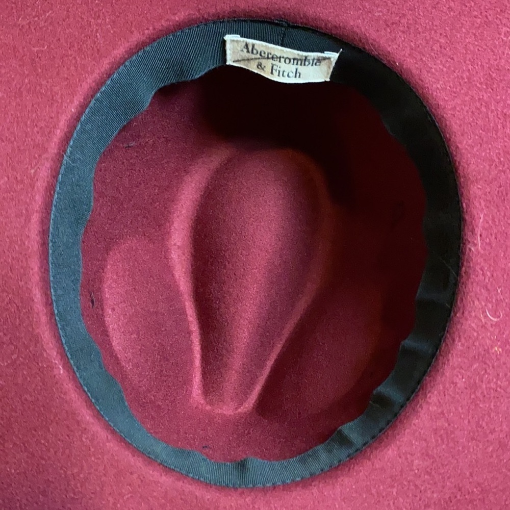 MAROON ABERCROMBIE FELT WIDE BRIMMED BOHO HAT - Picture 4 of 5